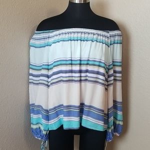 Wildfox Striped Off Shoulder Blouse